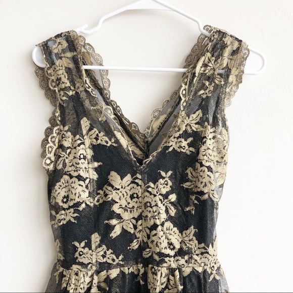 Madison Marcus Glimmer Deep V Dress In Metallic - Picture 2 of 8